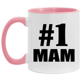 Number One #1 Mam - 11oz Accent Mug Pink