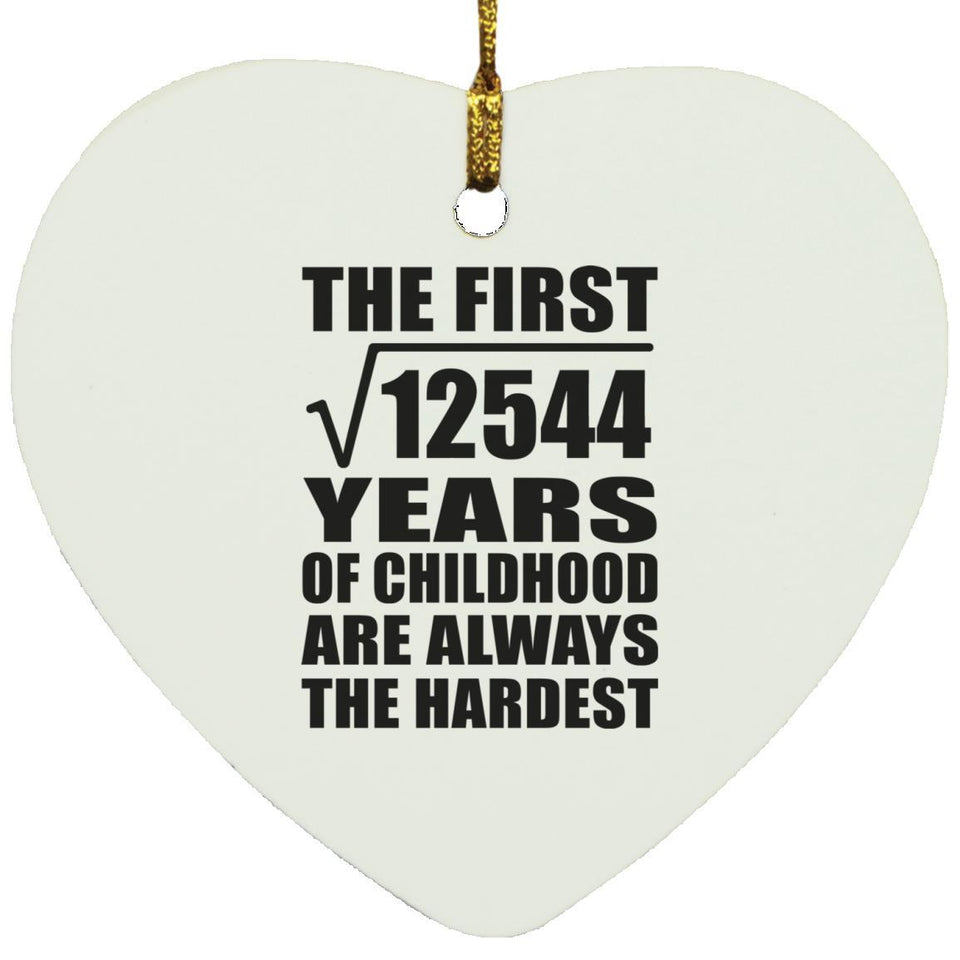 112th Birthday Square Root of 12544 Years of Childhood - Heart Ornament