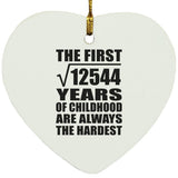 112th Birthday Square Root of 12544 Years of Childhood - Heart Ornament
