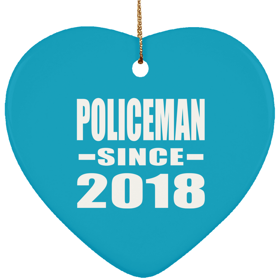 Policeman Since 2018 - Heart Ornament