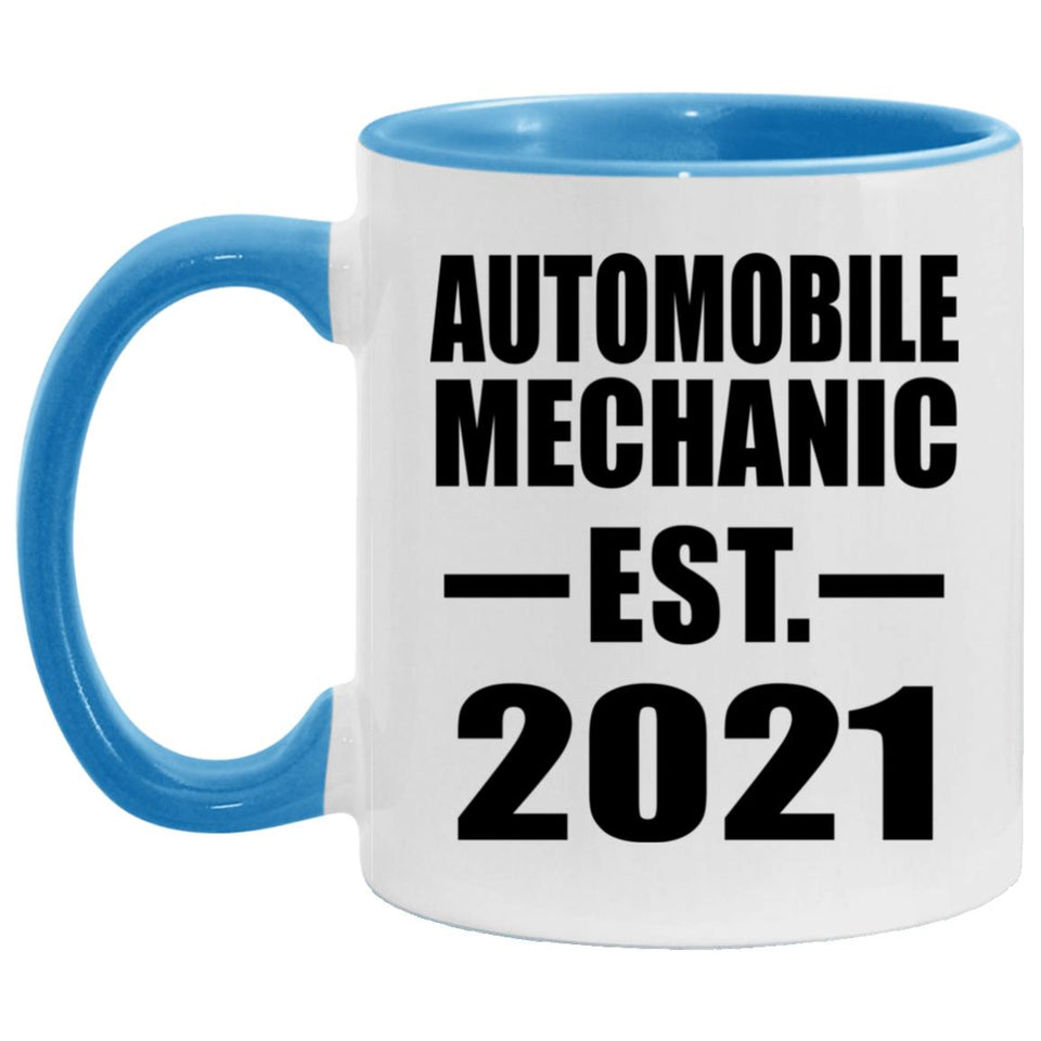 Automobile Mechanic Established EST. 2021 - 11oz Accent Mug Blue
