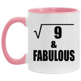 3rd Birthday Square Root of 9 & Fabulous - 11oz Accent Mug Pink