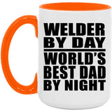 Welder By Day World's Best Dad By Night - 15oz Accent Mug Orange