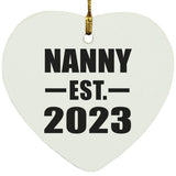 Nanny Established EST. 2023 - Heart Ornament