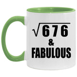 26th Birthday Square Root of 676 & Fabulous - 11oz Accent Mug Green