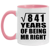 29th Anniversary Square Root of 841 Years of Being Mr Right - 11oz Accent Mug Pink