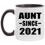 Aunt Since 2021 - 11oz Accent Mug Black
