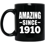 114th Birthday Amazing Since 1910 - 11oz Coffee Mug Black