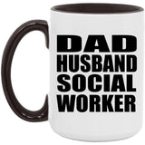 Dad Husband Social Worker - 15oz Accent Mug Black