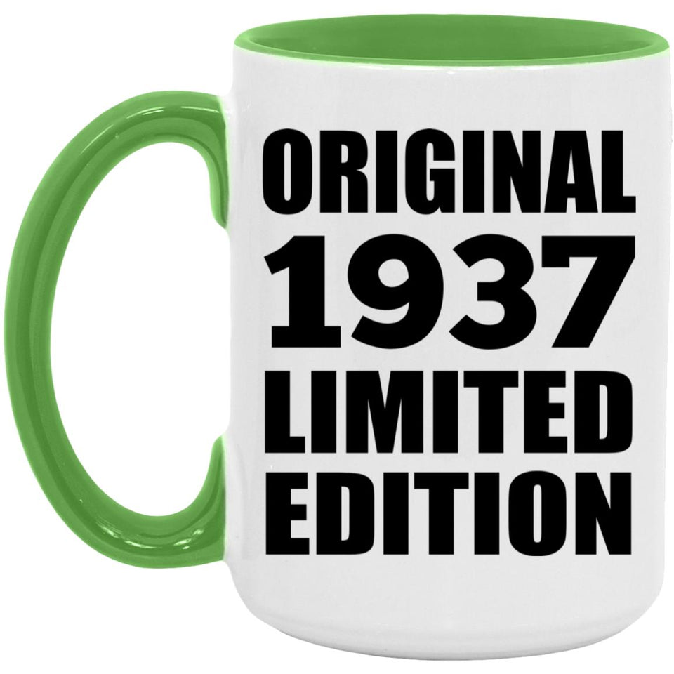 87th Birthday Original 1937 Limited Edition - 15oz Accent Mug Green