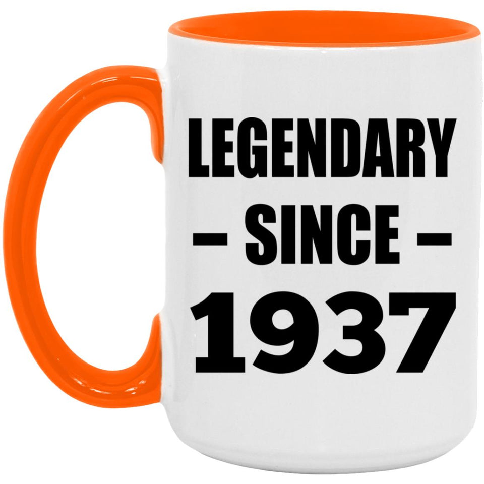 87th Birthday Legendary Since 1937 - 15oz Accent Mug Orange