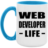 Web Developer Life - 15oz Accent Mug Blue