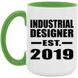Industrial Designer Established EST. 2019 - 15oz Accent Mug Green