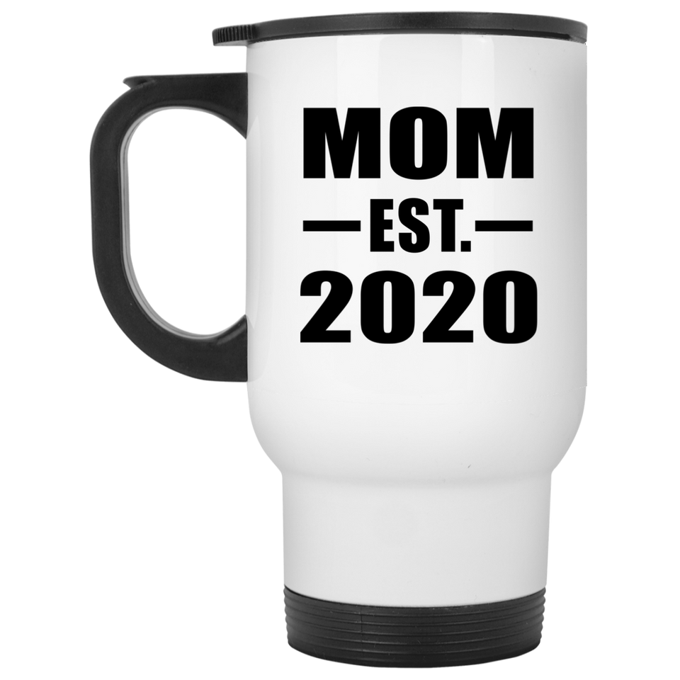 Mom Established EST. 2020 - White Travel Mug