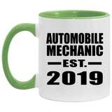 Automobile Mechanic Established EST. 2019 - 11oz Accent Mug Green