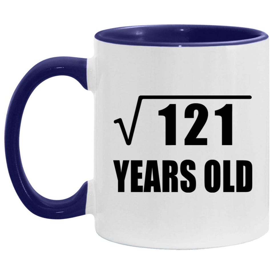 11th Birthday Square Root of 121 Years Old - 11oz Accent Mug Purple
