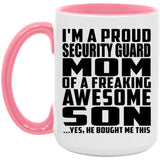 Proud Security Guard Mom Of Awesome Son - 15oz Accent Mug Pink