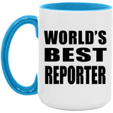 World's Best Reporter - 15oz Accent Mug Blue