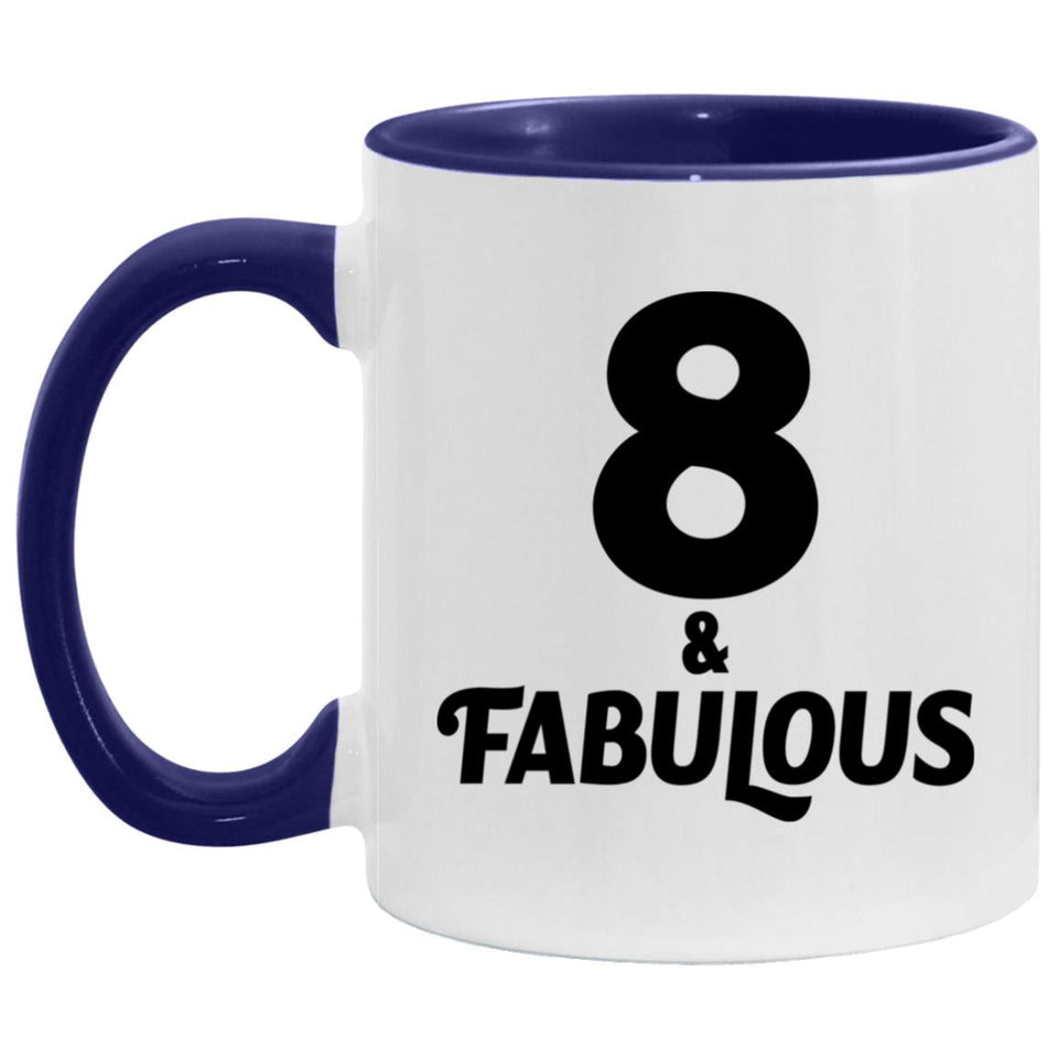 8th Birthday 8 & Fabulous - 11oz Accent Mug Purple