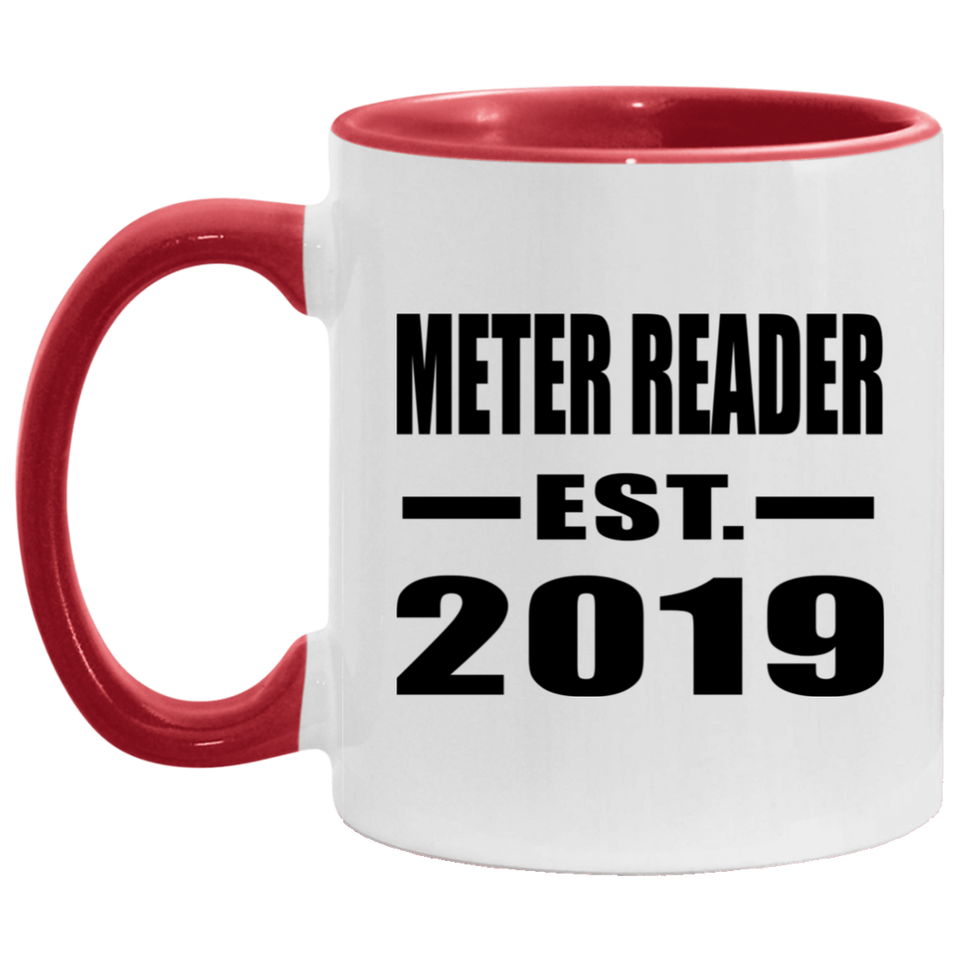 Meter Reader Established EST. 2019 - 11oz Accent Mug Red