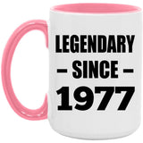47th Birthday Legendary Since 1977 - 15oz Accent Mug Pink