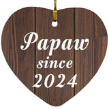Papaw Since 2024 - Heart Ornament D