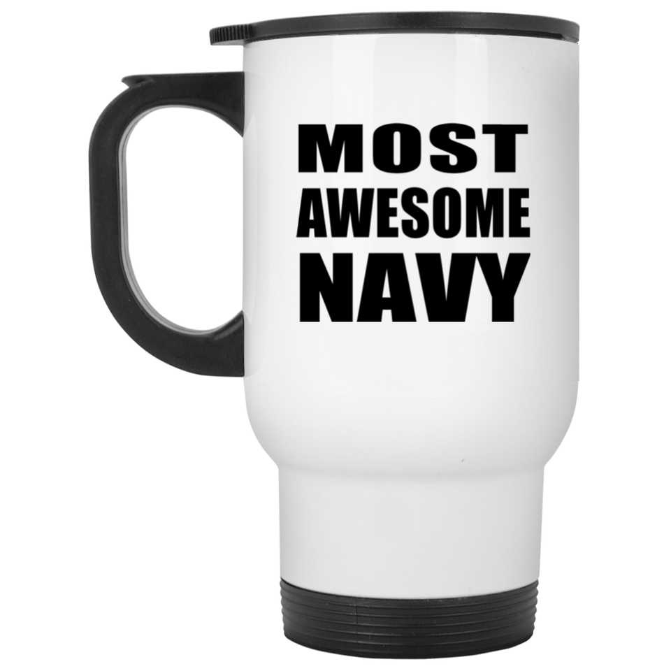 Most Awesome Navy - White Travel Mug