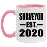 Surveyor Established EST. 2020 - 11oz Accent Mug Pink