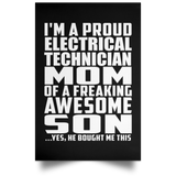 Proud Electrical Technician Mom Of Awesome Son - Poster Portrait
