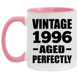 28th Birthday Vintage 1996 Aged Perfectly - 11oz Accent Mug Pink