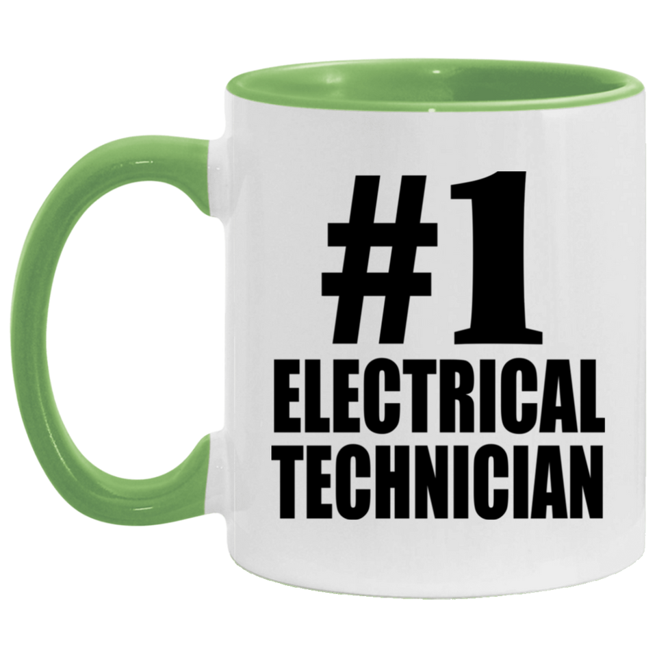 Number One #1 Electrical Technician - 11oz Accent Mug Green