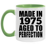 49th Birthday Made In 1975 Aged to Perfection - 11oz Accent Mug Green