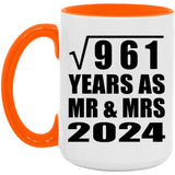 31st Anniversary Square Root of 961 Years As Mr & Mrs 2024 - 15oz Accent Mug Orange