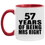 57th Anniversary 57 Years Of Being Mrs Right - 11oz Accent Mug Red