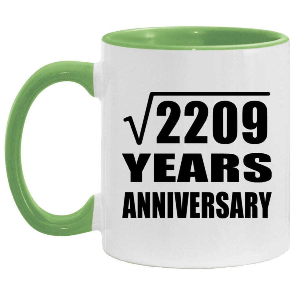 47th Anniversary Square Root of 2209 Years Anniversary - 11oz Accent Mug Green