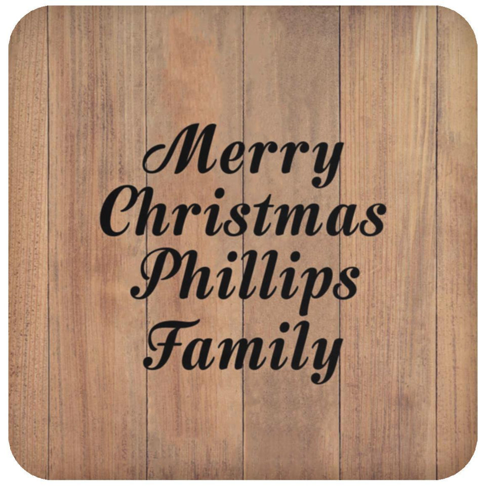 Merry Christmas Phillips Family - Drink Coaster C