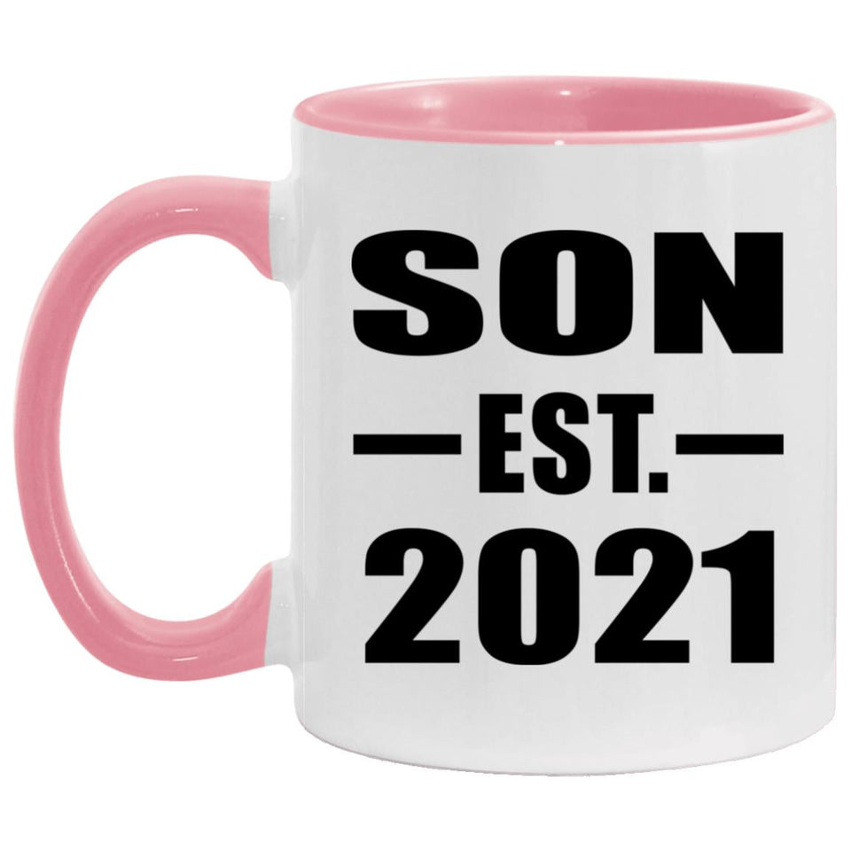 Son Established EST. 2021 - 11oz Accent Mug Pink