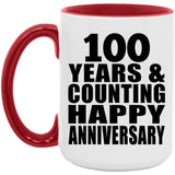 Happy 100th Anniversary 100 Years & Counting - 15oz Accent Mug Red