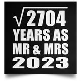 52nd Anniversary Square Root of 2704 Years As Mr & Mrs 2023 - Poster Square