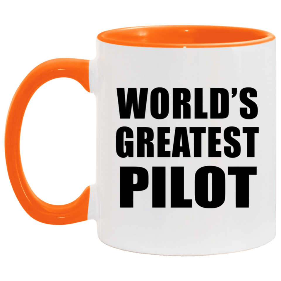 World's Greatest Pilot - 11oz Accent Mug Orange