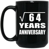 8th Anniversary Square Root of 64 Years Anniversary - 15oz Coffee Mug Black