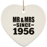 68th Anniversary Mr & Mrs Since 1956 - Heart Ornament
