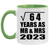 8th Anniversary Square Root of 64 Years As Mr & Mrs 2023 - 11oz Accent Mug Green
