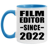Film Editor Since 2022 - 11oz Accent Mug Blue