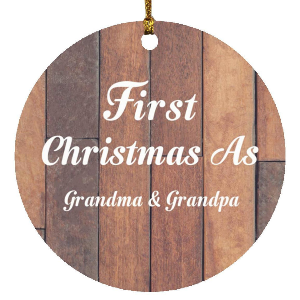 First Christmas As Grandma & Grandpa - Circle Ornament E