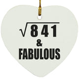 29th Birthday Square Root of 841 & Fabulous - Heart Ornament