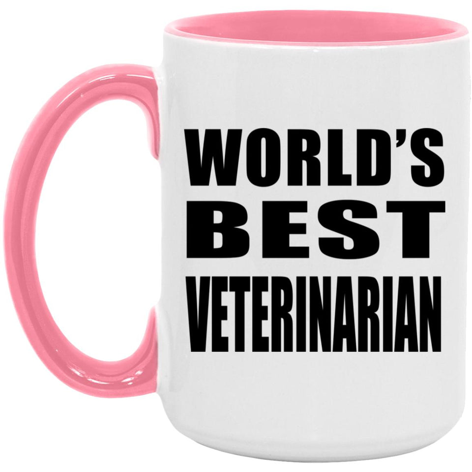 World's Best Veterinarian - 15oz Accent Mug Pink