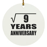 3rd Anniversary Square Root of 9 Years Anniversary - Circle Ornament