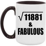 109th Birthday Square Root of 11881 & Fabulous - 15oz Accent Mug Black