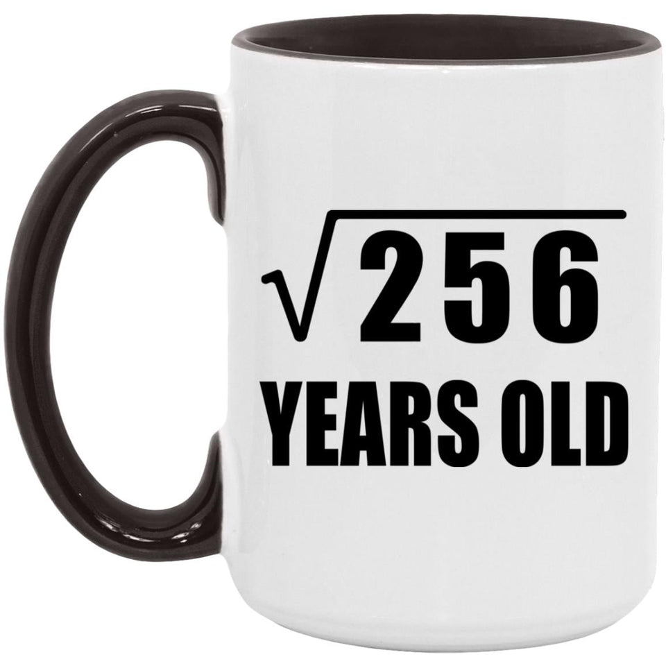 16th Birthday Square Root of 256 Years Old - 15oz Accent Mug Black